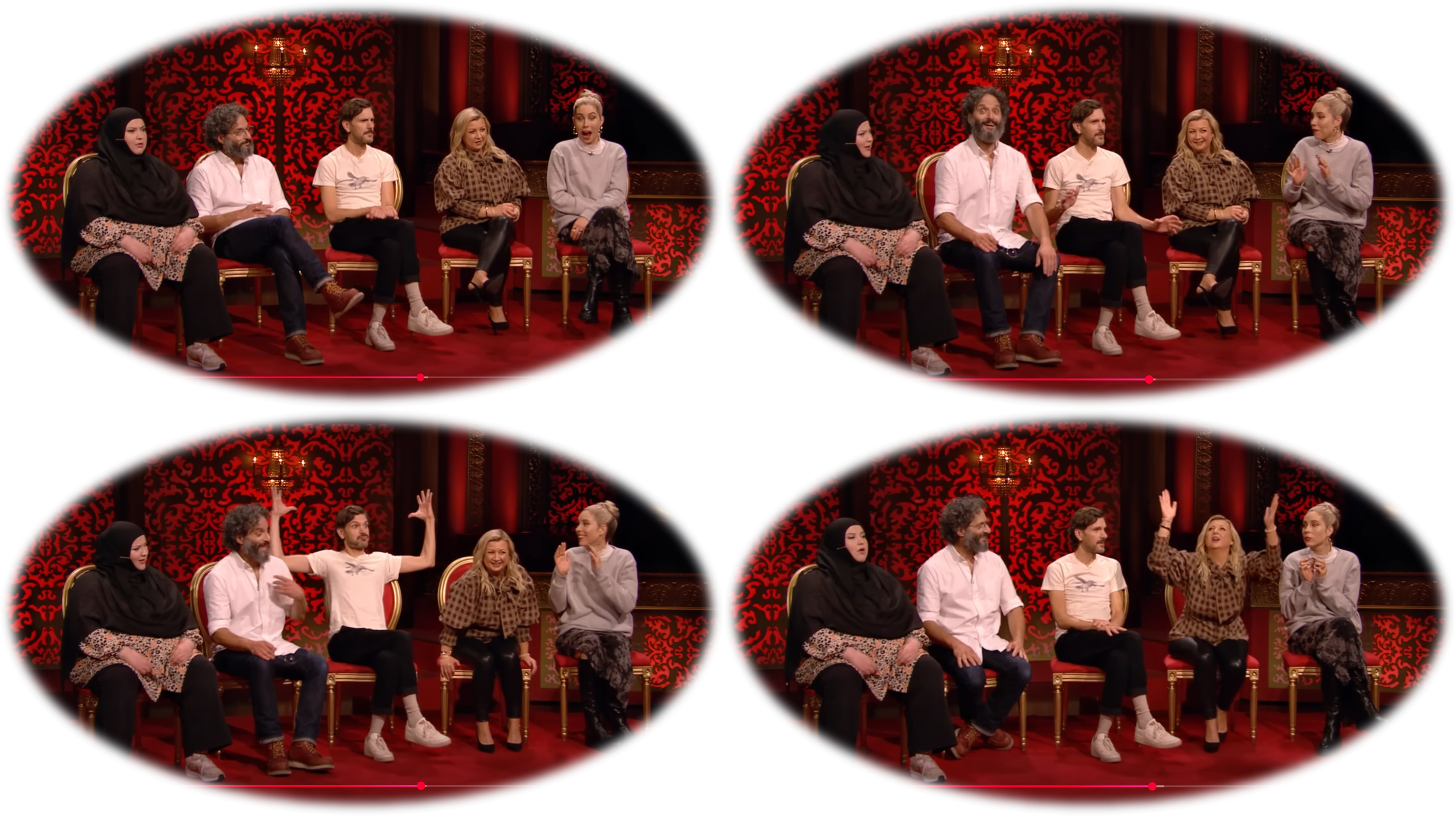 Episode screenshots can tell a thousand words: The various incredulous contestant reactions of Rosie's 'We were the monsters weren't we?' statement.'